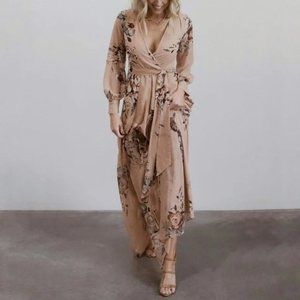 NWOT Taupe Floral Baltic Born Lydia Maxi Dress (XL)